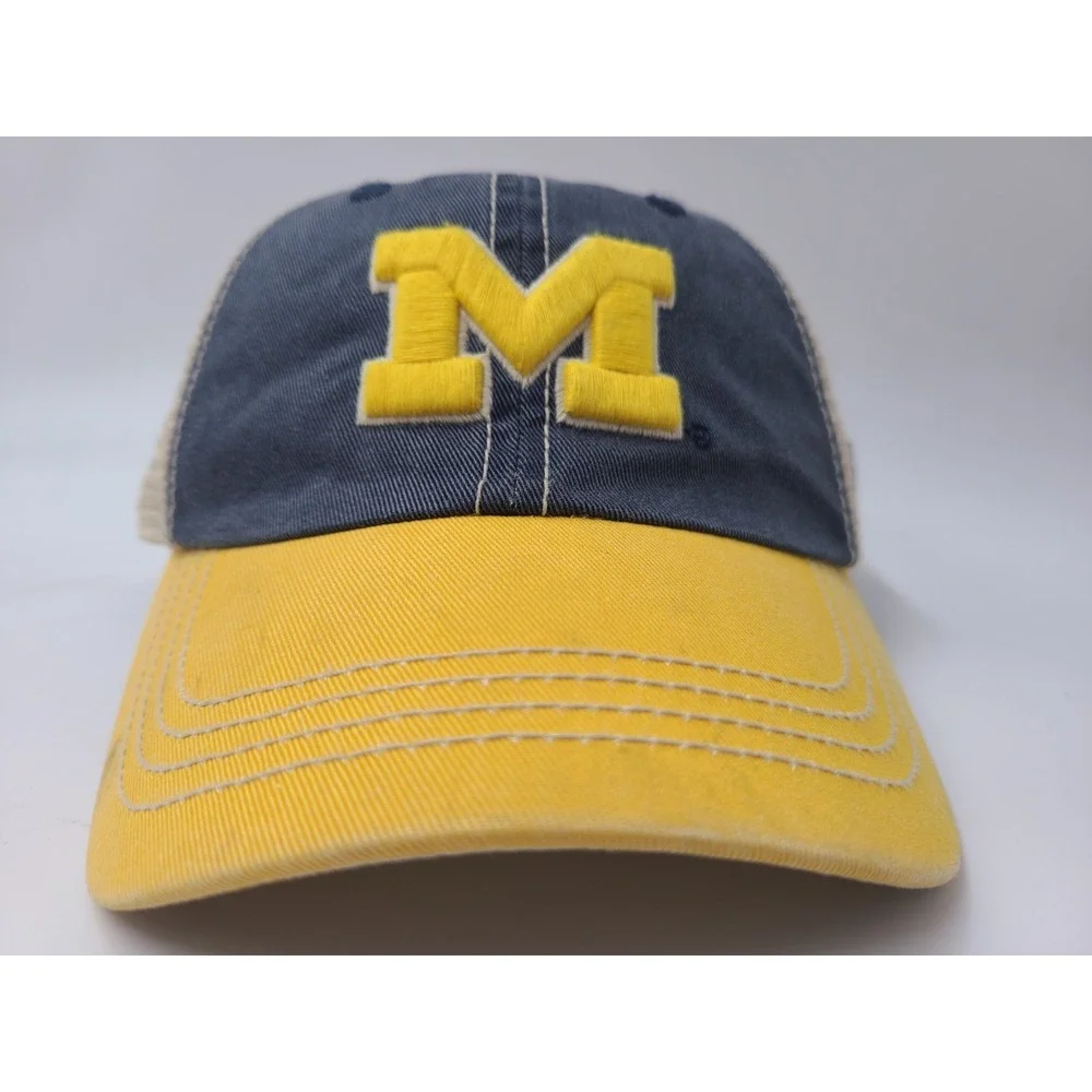 Youth Michigan Wolverines Top of the World Distressed Mesh Snapback Hat Cap NCAA